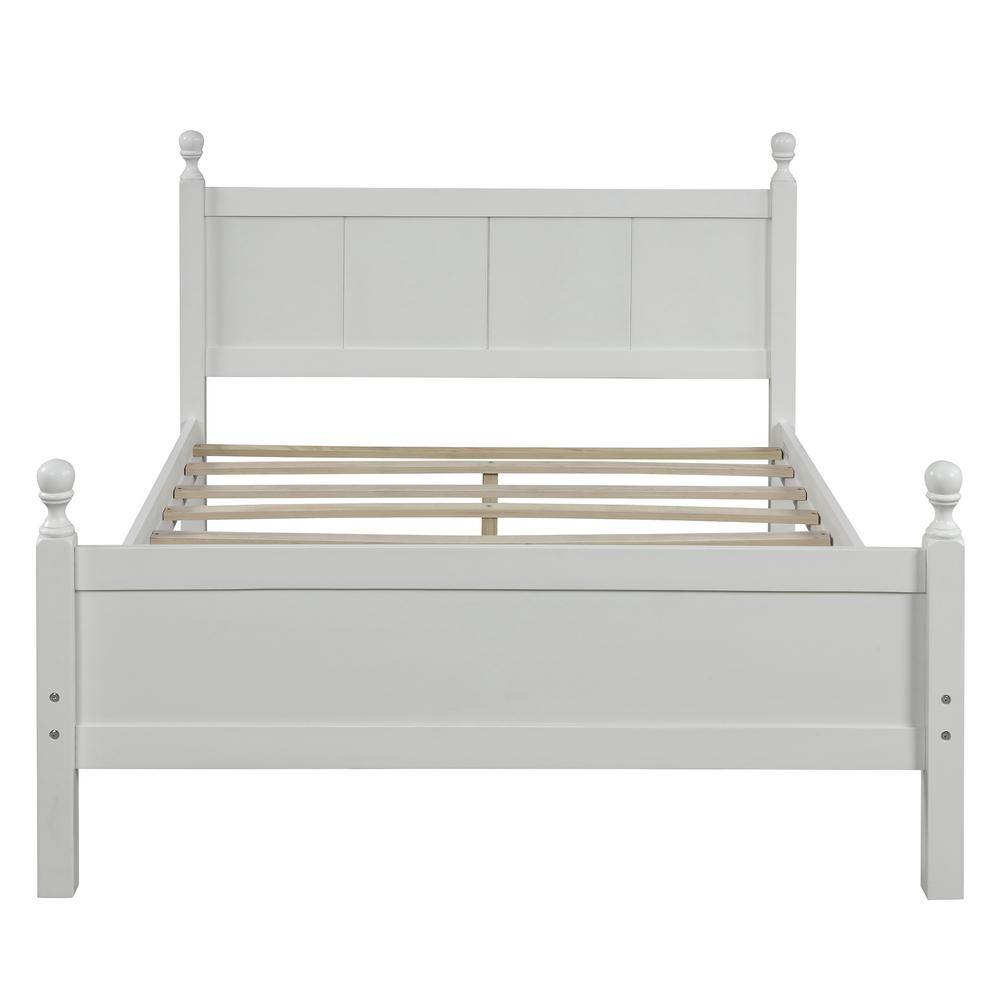Harper & Bright Designs White Twin Over Full Loft Bed with Cabinet