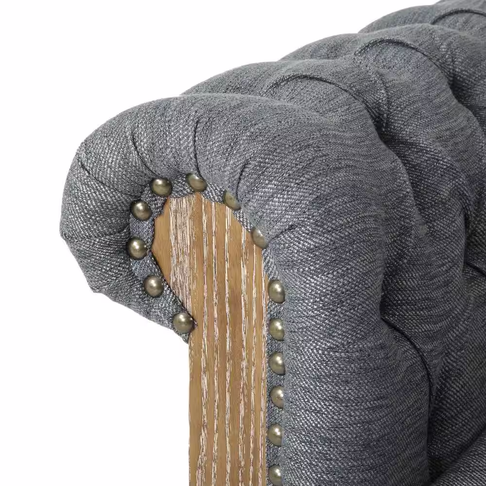 Noble House Petes 87.75 in. 3-Piece Polyester Gray and Dark Brown Sectional