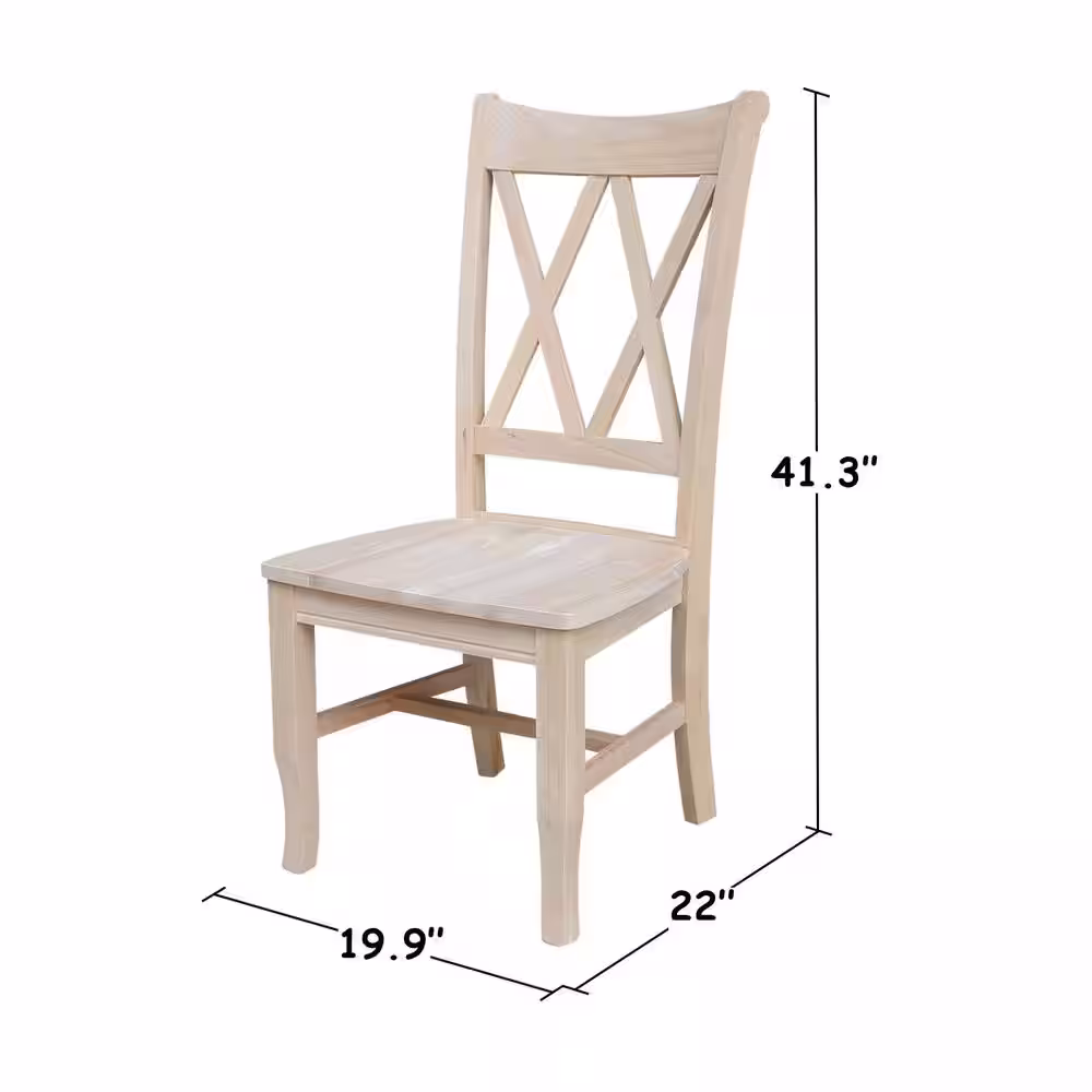 International Concepts Unfinished Wood Double X-Back Dining Chair (Set of 2)