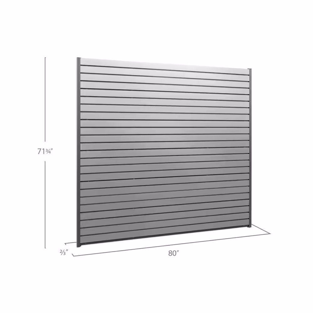 NewAge Products 71.75 in. H x 80 in. W PVC Slat Wall Panel Set in Silver (40 sq. ft.)