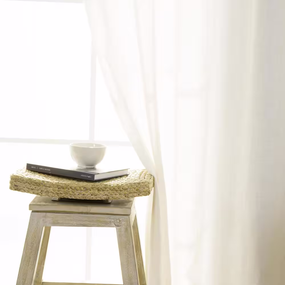 None Optic White Linen Linen Grommet Room Darkening Curtain - 52 in. W x 84 in. L (Set of 2)