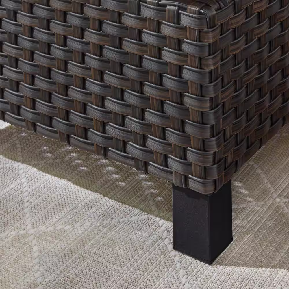 StyleWell Sharon Hill 5-Piece Wicker Patio Conversation with Almond Biscotti Cushions