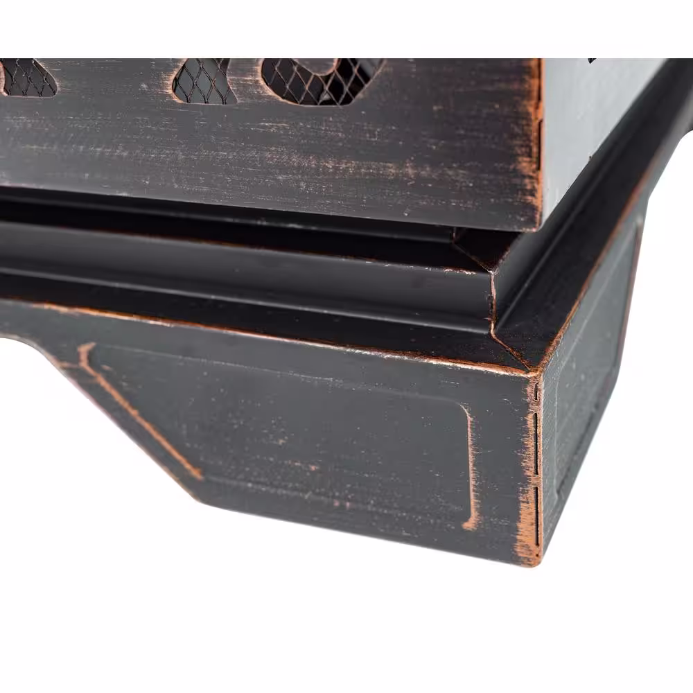 Pleasant Hearth Vienna 26 in. W x 26 in. H Square Steel Wood Burning Rubbed Bronze Fire Pit