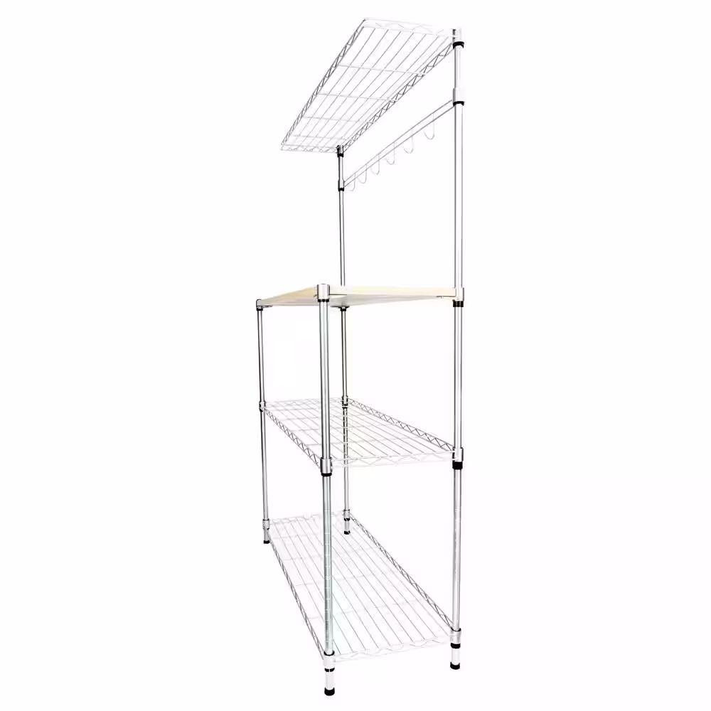 None MDF Silver Baker's Rack with Hooks