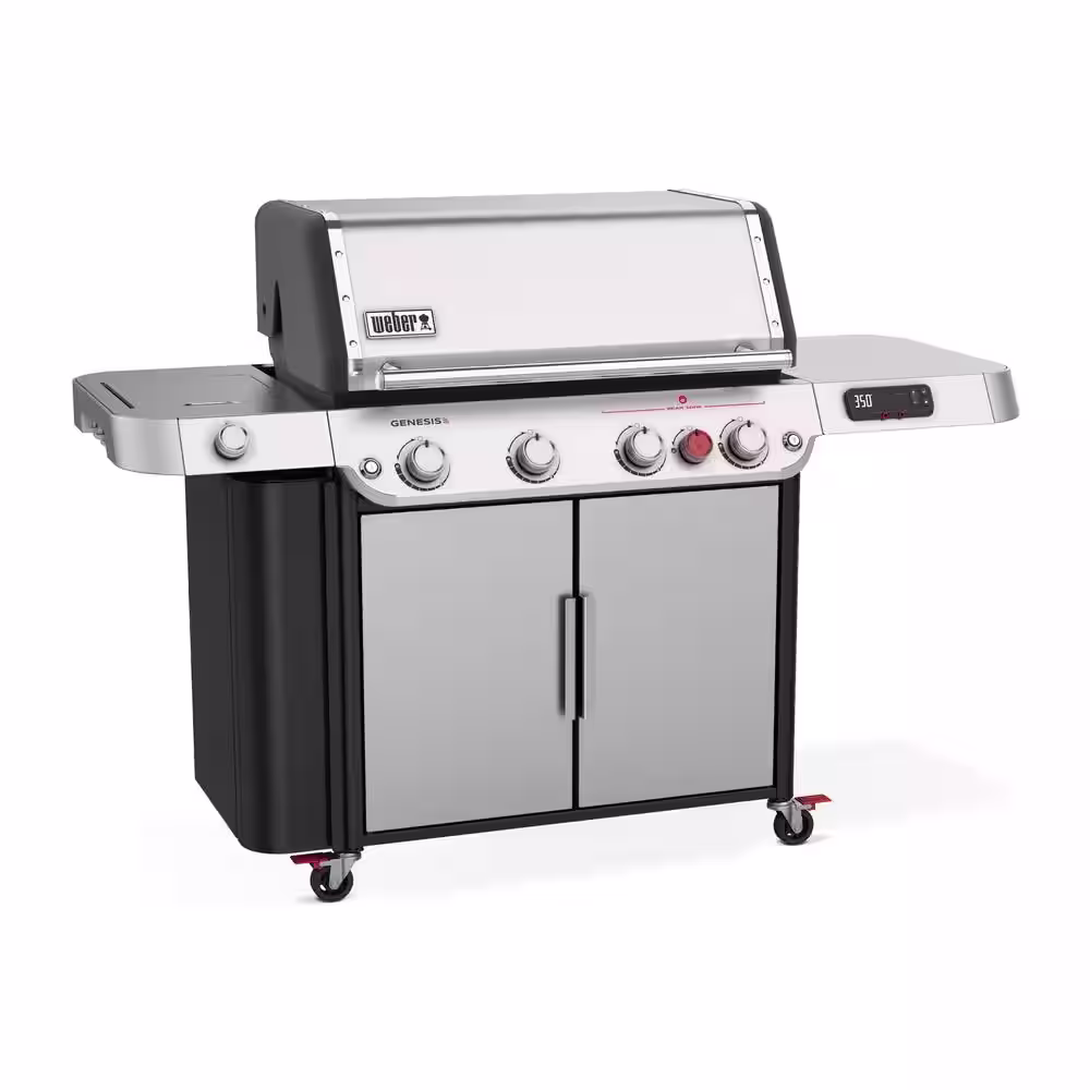 Weber Genesis SPX-435 4-Burner Propane Smart Gas Grill in Stainless Steel with Side Burner
