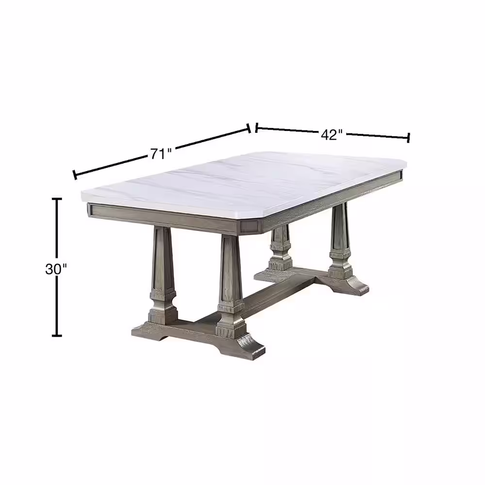 Acme Furniture Zumala Dining Table in Marble & Weathered Oak Finish