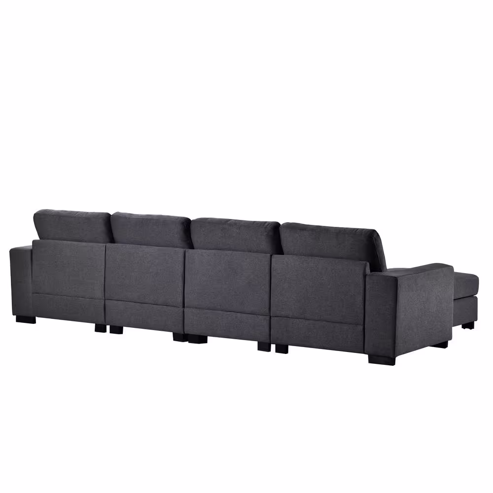 Harper & Bright Designs 130.7 in. W Square Arm 3-Piece Polyester U-Shaped Modern Sectional Sofa in Gray