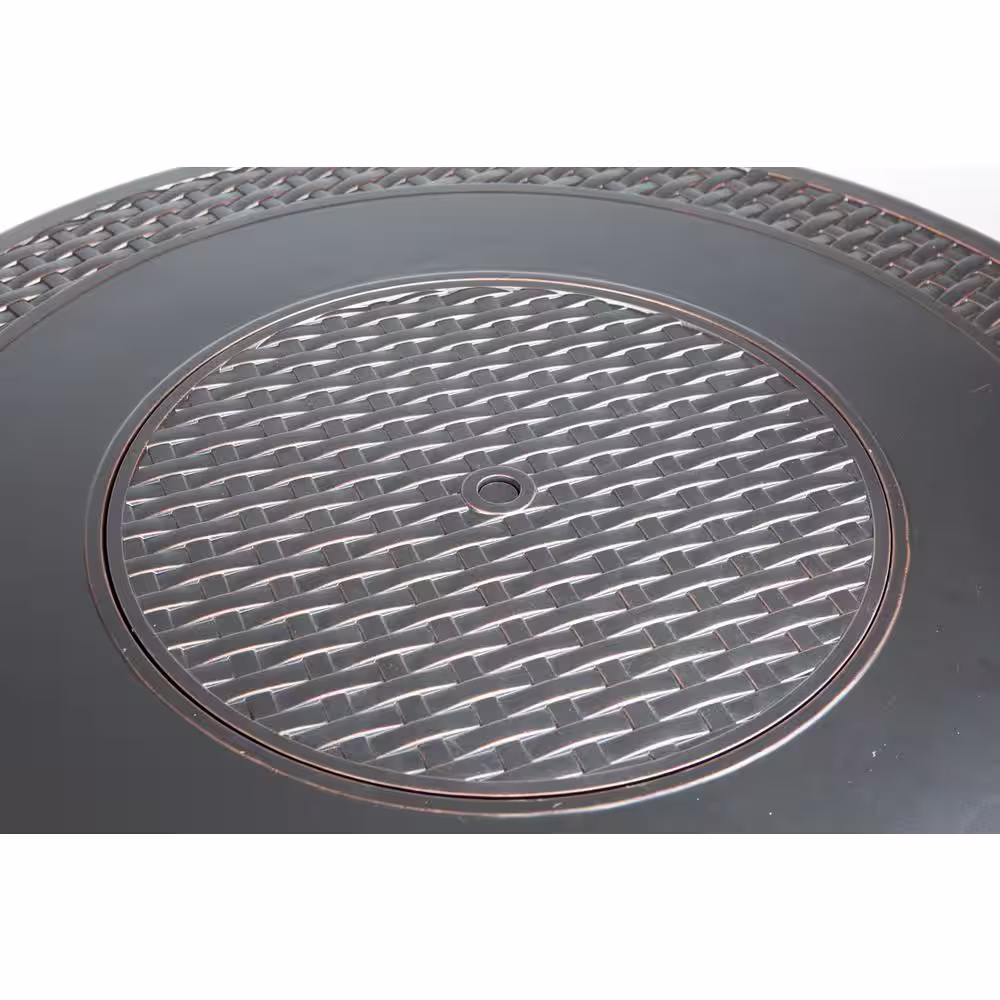 Fire Sense Bellante 44 in. x 24 in. Woven Aluminum LPG Fire Pit in Antique Bronze Bellante