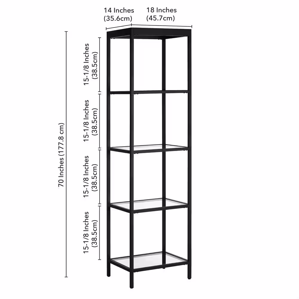Meyer&Cross Alexis 70 in. Blackened Bronze 4-Shelf Standard Bookcase
