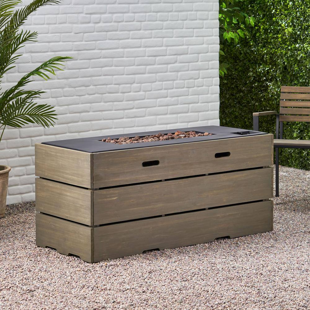 Noble House Barnsley Gray Rectangular Wood Fire Pit Table