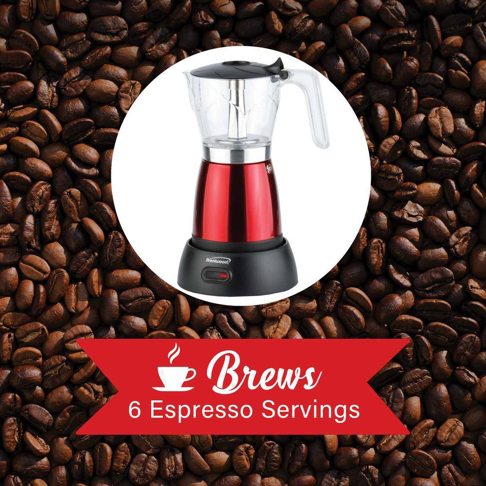 Brentwood 6-Cup Red Electric Espresso Machine