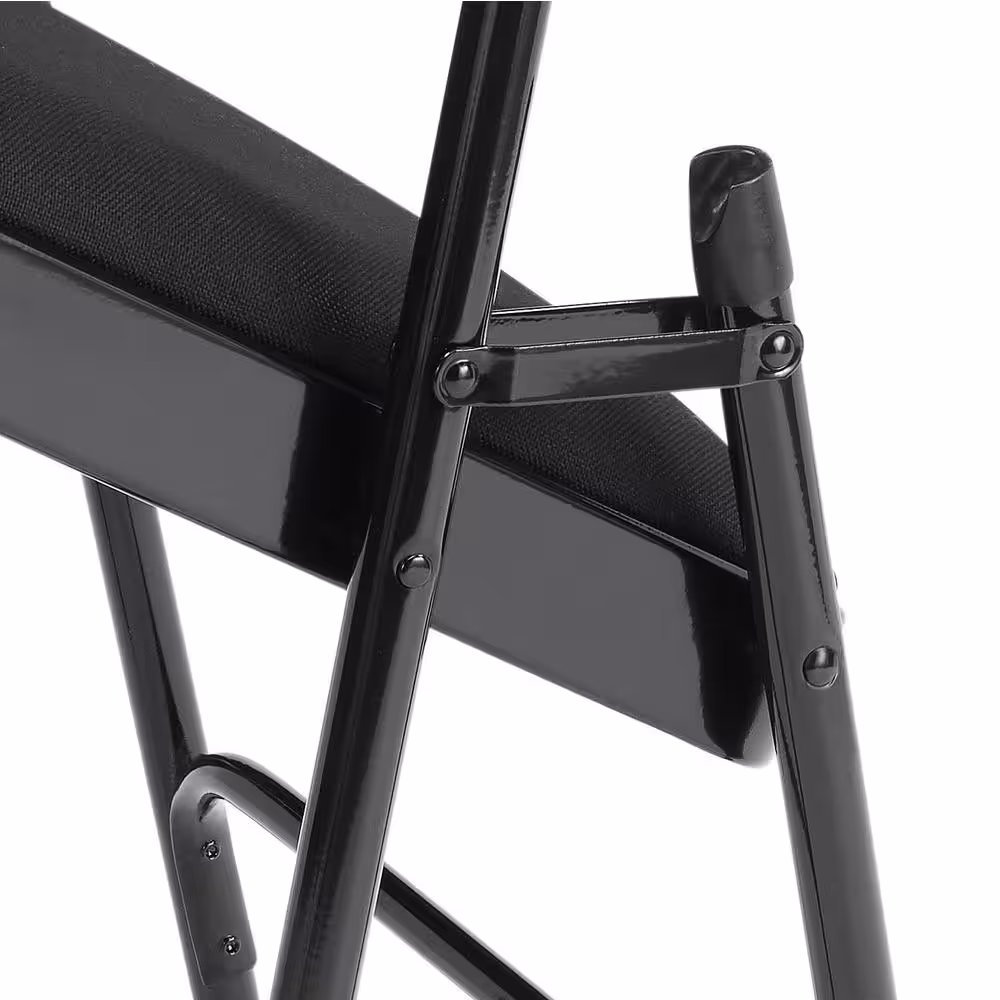 National Public Seating Midnight Black Fabric Padded Seat Stackable Folding Chair (Set of 4)