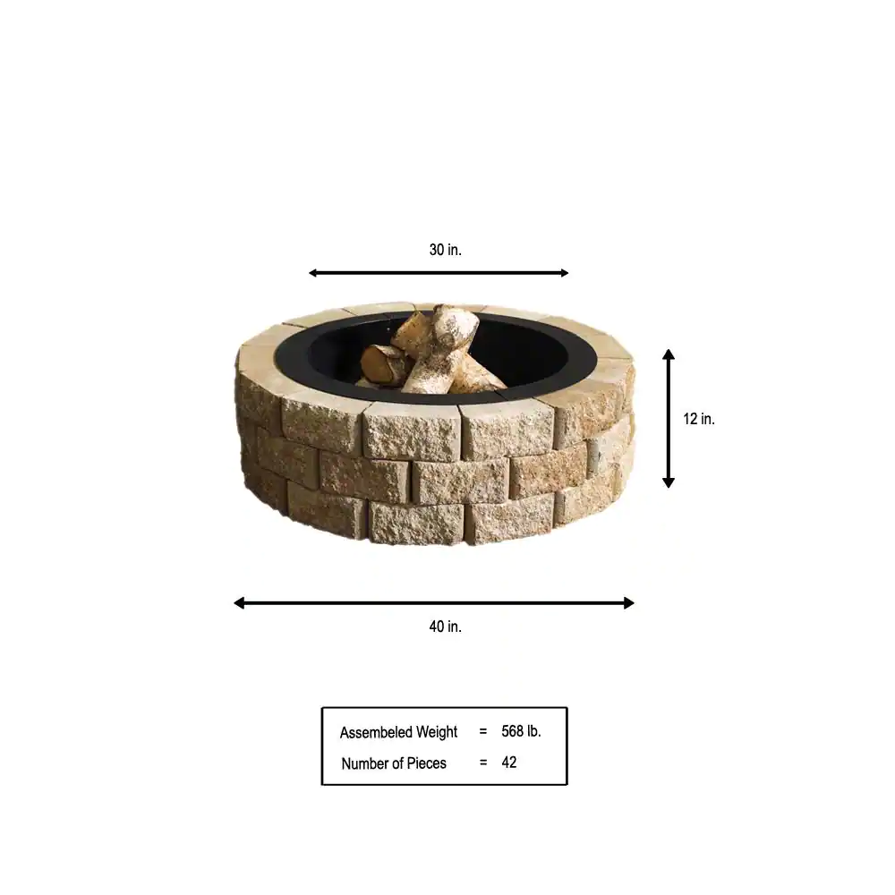 Oldcastle Hudson Stone 40 in. Round Fire Pit Kit
