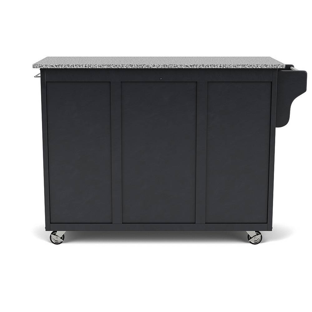 HOMESTYLES Create-a-Cart Black Kitchen Cart with Salt and Pepper Granite Top
