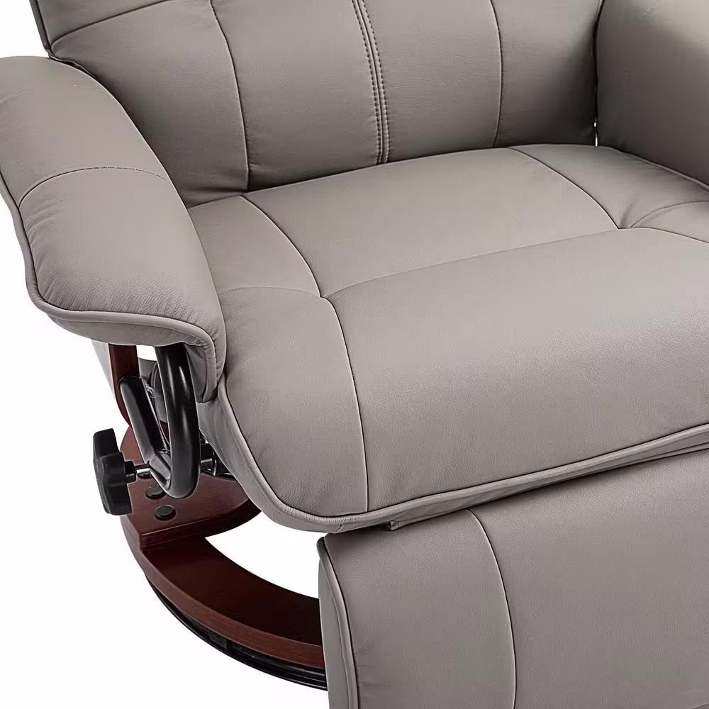 None Grey PU Leather Adjustable Swivel Recliner Chair