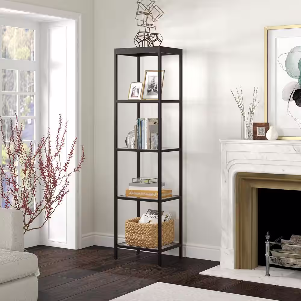 Meyer&Cross Alexis 70 in. Blackened Bronze 4-Shelf Standard Bookcase