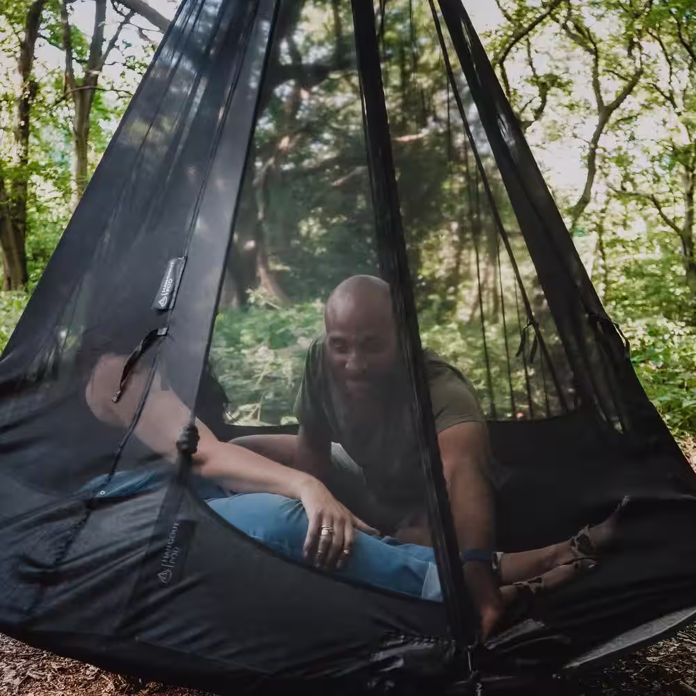 HANGOUT POD Polyester Ultrafine Mesh Mosquito Net for Hammock Bed in Sheer Black