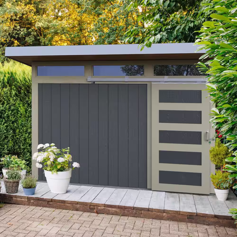 None Installed Halcyon 8 ft. x 12 ft. Wooden Shed with Metal Roof