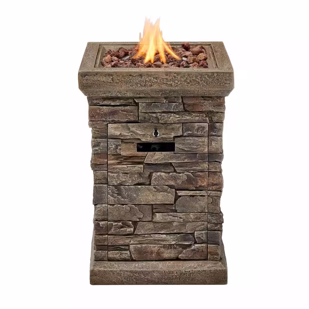 Hampton Bay 19 in. W x 29 in. H Square Stacked Stone Fire Column