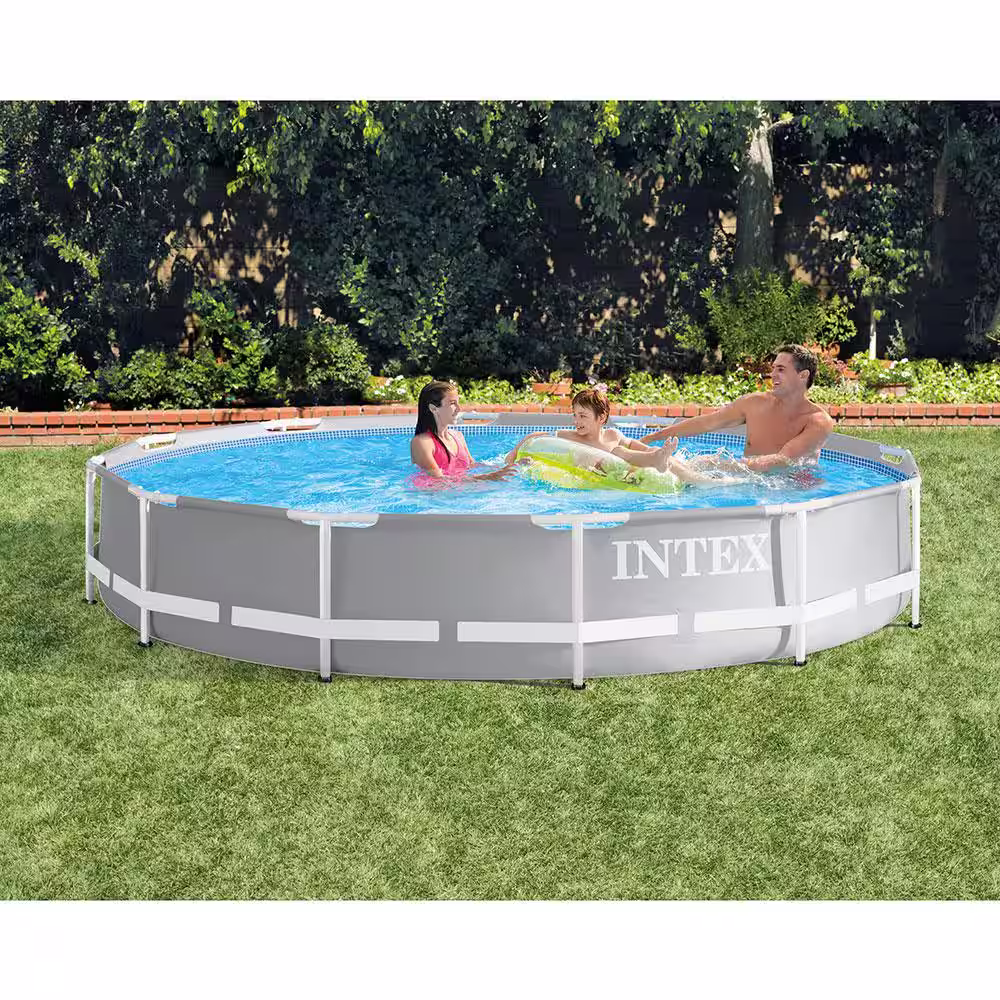Intex 12 ft. x 30 in. Durable Prism Steel Frame Above Ground Swimming Pool
