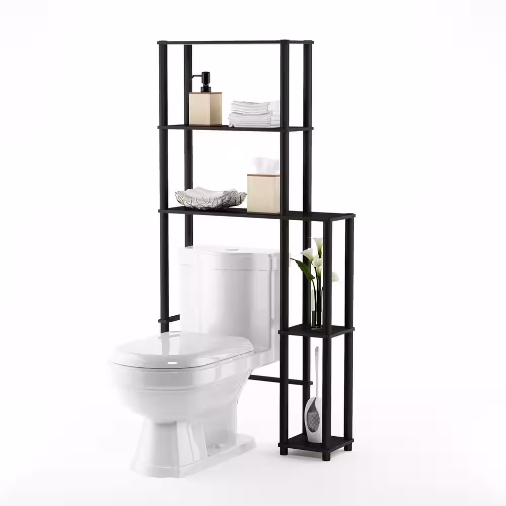 Furinno Turn-N-Tube Espresso/ Black Toilet Space Saver with 5-Shelves