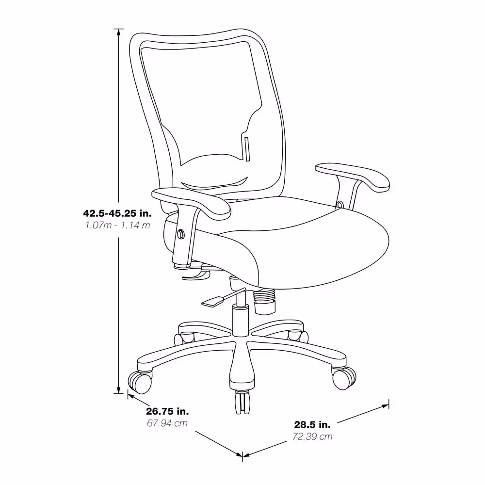 Office Star Products 75 Series 30.3 in. Width Big and Tall Black Mesh Ergonomic Chair