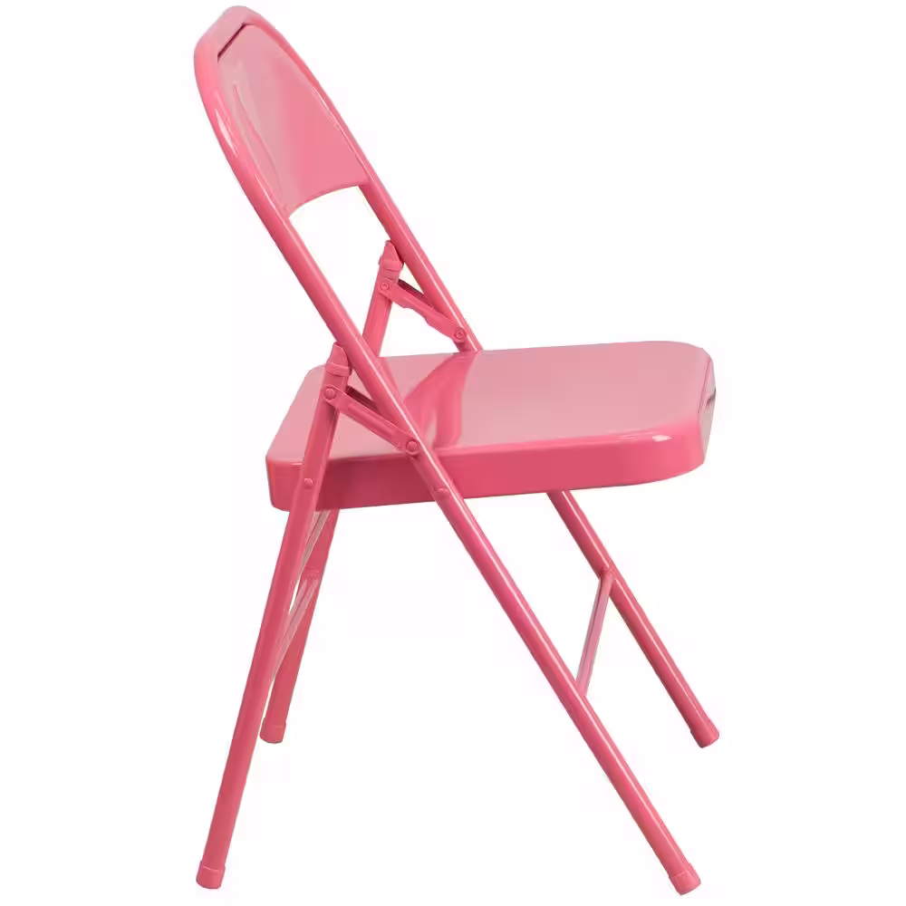 Carnegy Avenue Bubblegum Pink Metal Folding Chair (2-Pack)