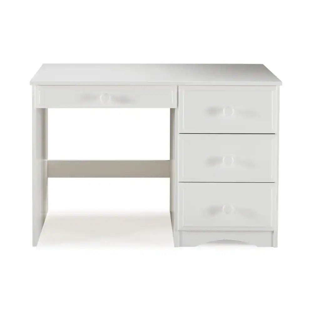 Camaflexi 44 in. Rectangular White 4 Drawer Writing Desk with Solid Wood Material