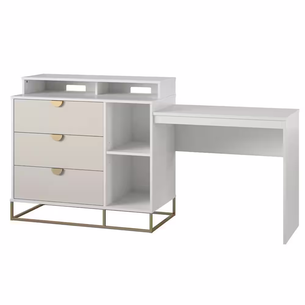 Novogratz Paris Hilton X The Kelly 37.20 in. H x 71.79 in. W White Wood Drawer