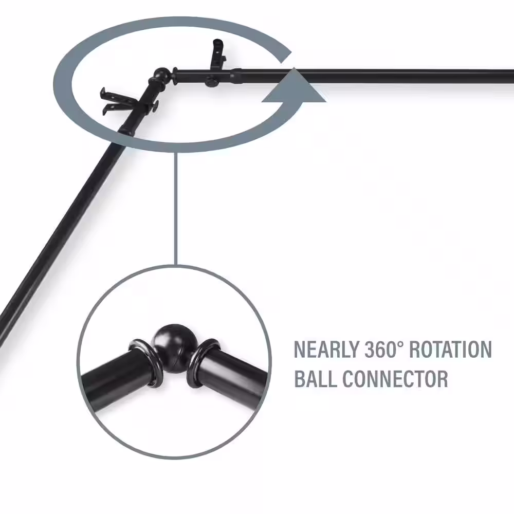 Rod Desyne Arman 5 to Sided 13/16 in. Dia Bay Window Single Curtain Rod in Black