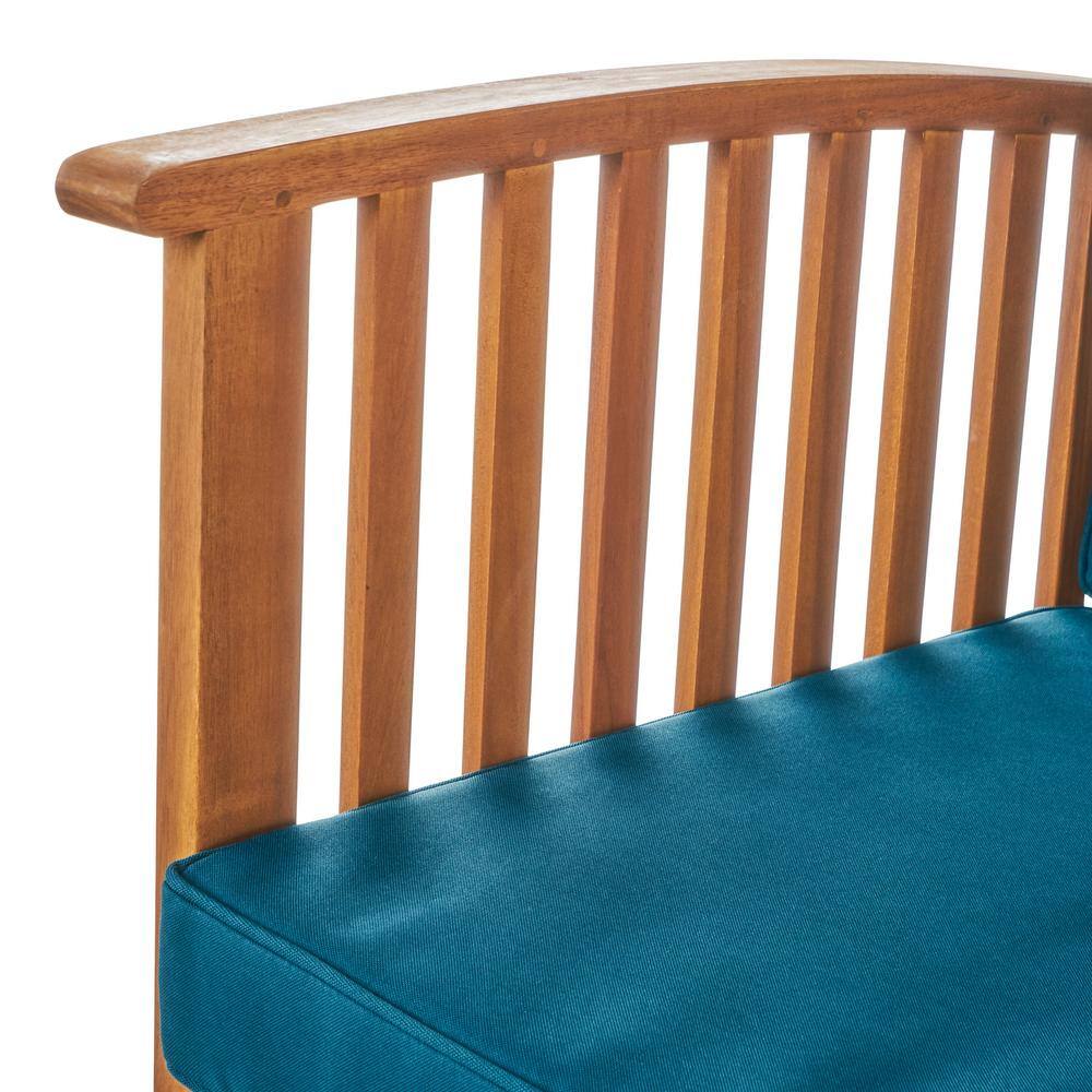 Noble House Thalia Brown 8-Piece Wood Patio Conversation Set with Dark Teal Cushions