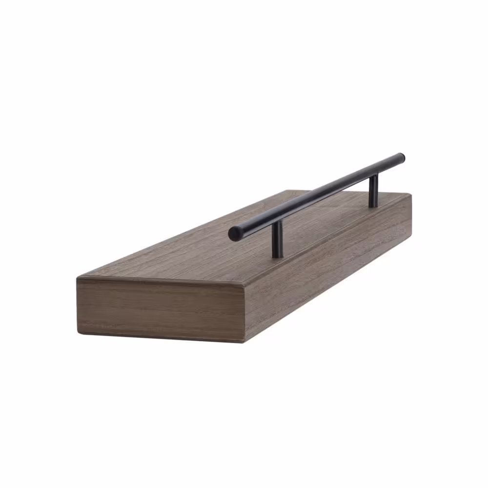 Melannco 3.5 in. W x 24 in. L Natural MDF Shelf with Metal Railing, 24 in.