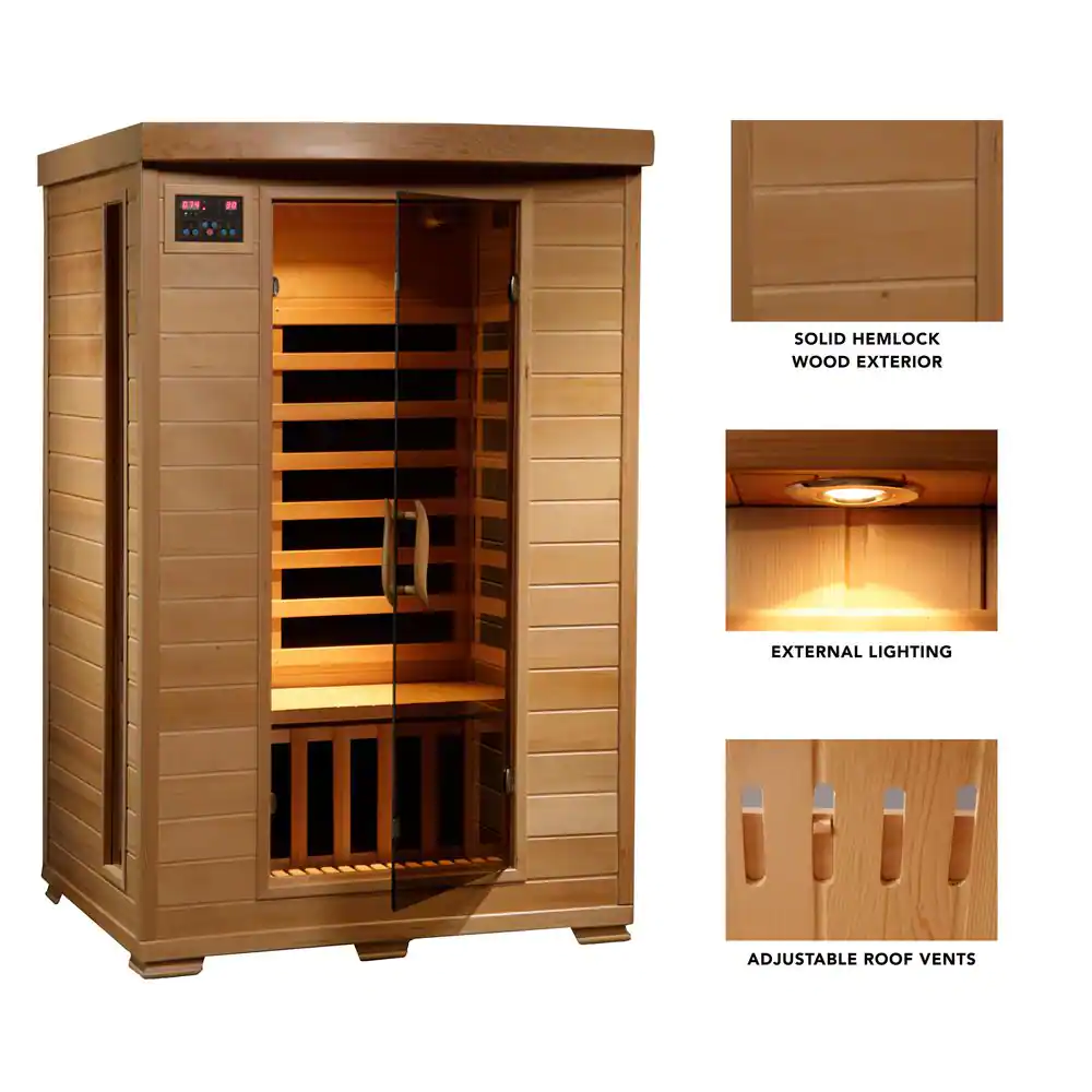 Radiant Sauna 2-Person Hemlock Infrared Sauna with 6 Carbon Heaters