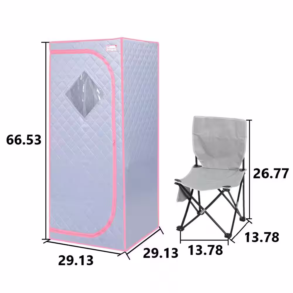 Tidoin 1-Person Gray Steam Sauna with Sauna Tent, Remote Controller, Steam Generator, Mat Board and Foldable Chair