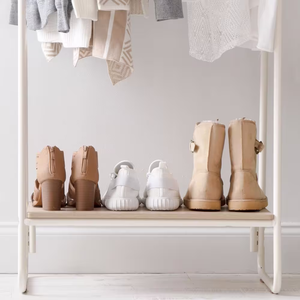 None White Metal Garment Clothes Rack 25 in. W x 59 in. H