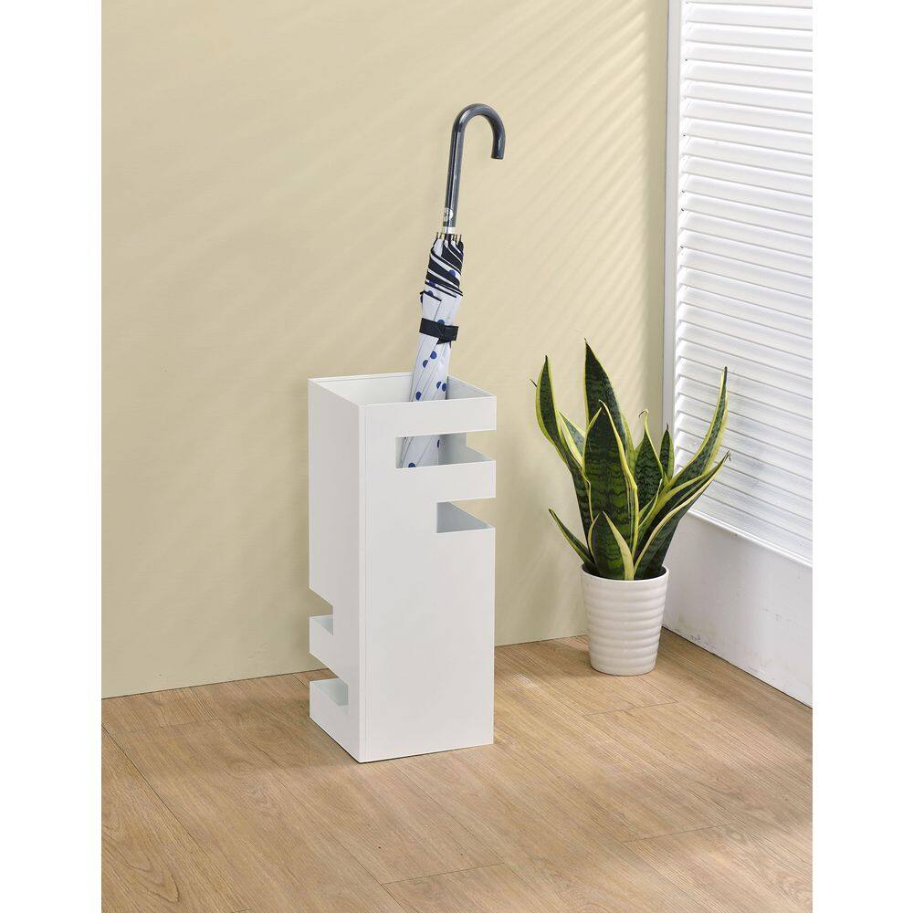 Signature Home Signature Home Derain Freestanding Square Umbrella Stand Rack, White. Dimensions: 8 in. W x 8 in. L x 19 in. H