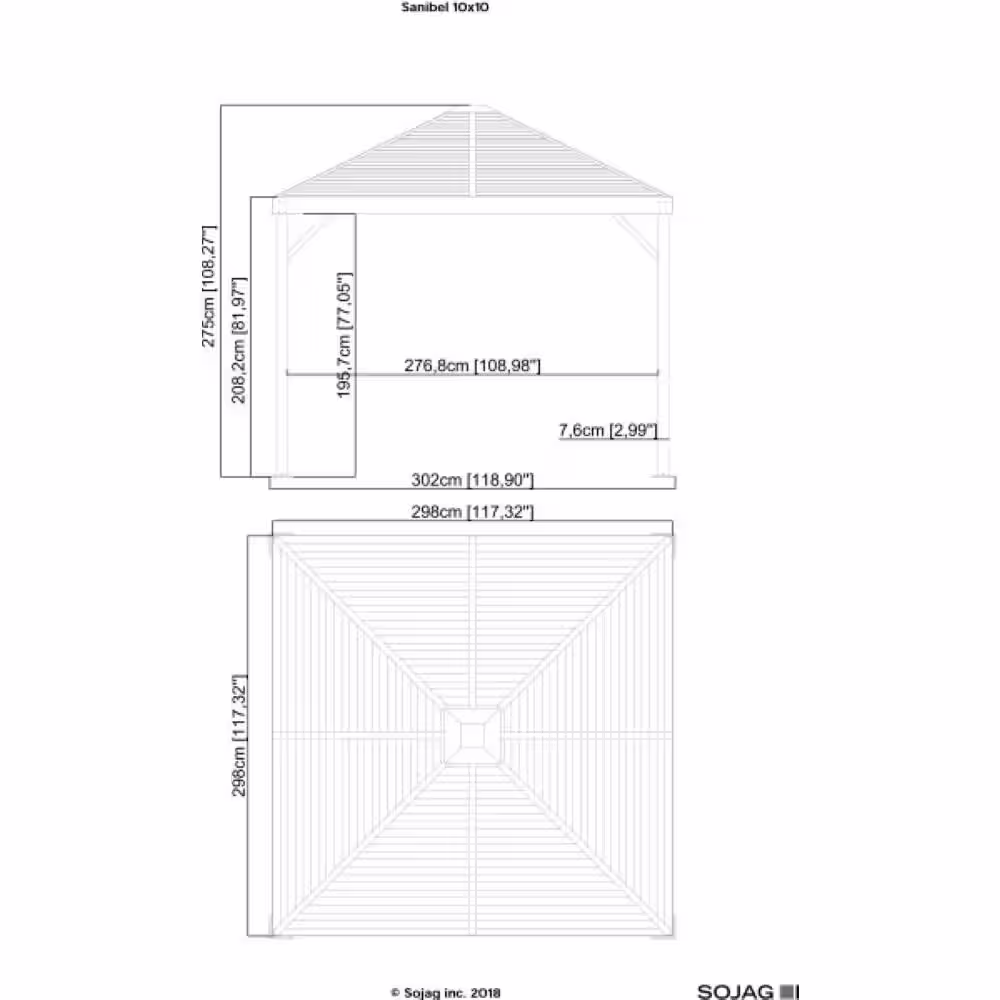 Sojag Sanibel 10 ft. x 10 ft. Grey Rustproof Aluminum Framed Gazebo