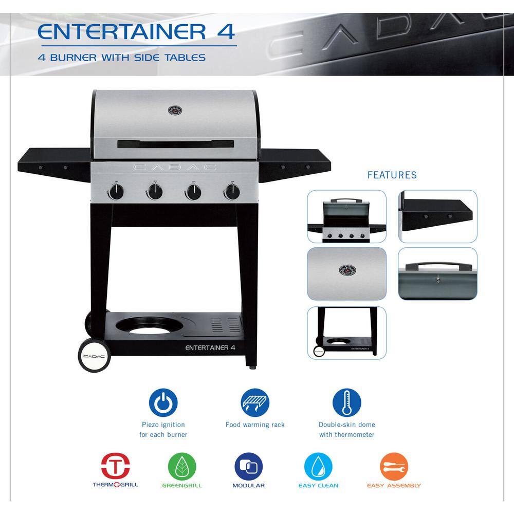 Cadac Entertainer 4-Burner Propane Gas Grill in Stainless Steel