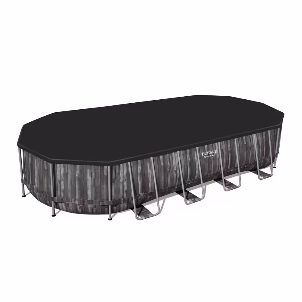 Bestway 24 ft. x 12 ft. Oval 48 in. Deep Soft-Sided Above Ground Swimming Pool Set
