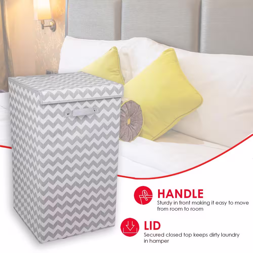 Home Basics Chevron Grey Laundry Hamper