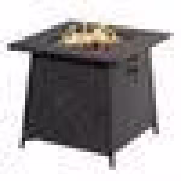 None 28 in. Square LP Gas Fire Pit, Bronze