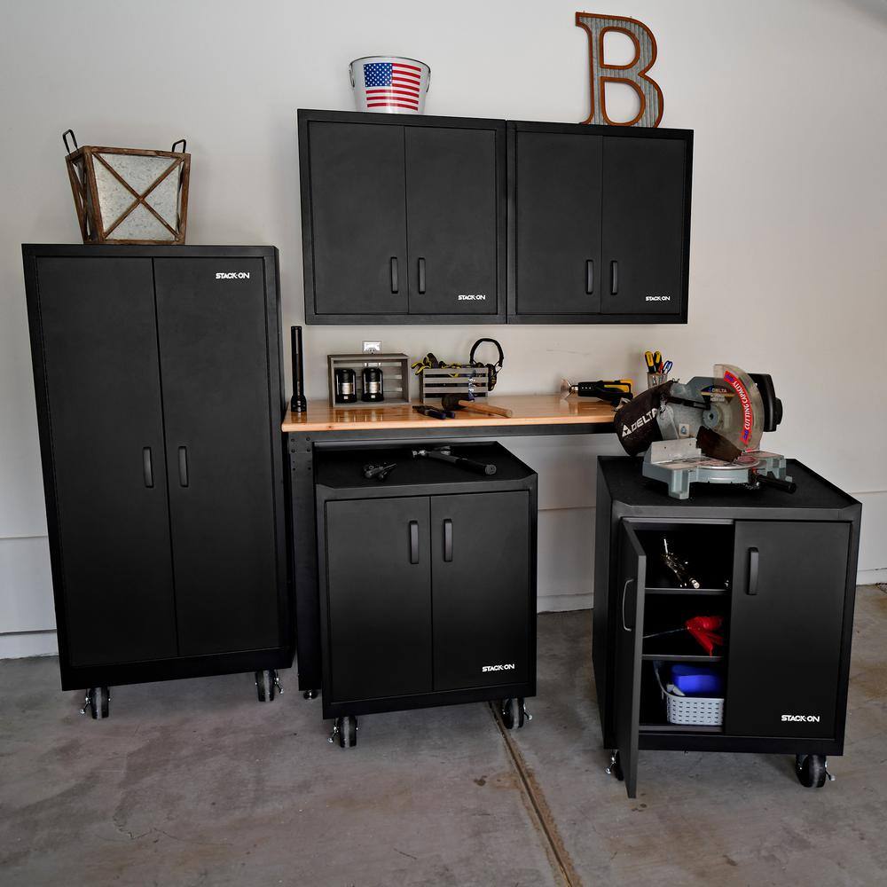 STACK-ON Modular Garage Cabinets with Drawer - Black