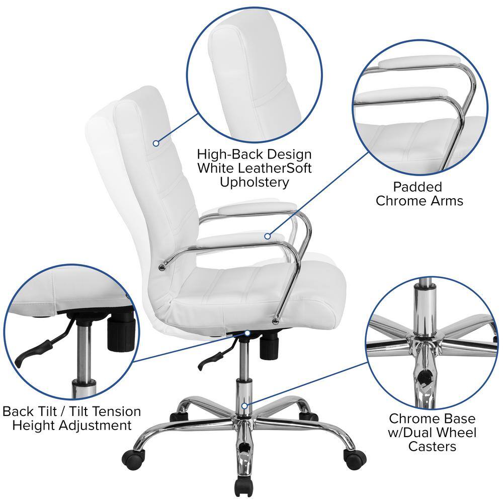 Flash Furniture Faux Leather Swivel Ergonomic Office Chair in White