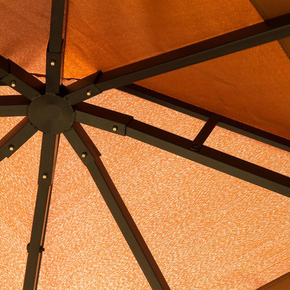 Outsunny 10 ft. x 10 ft. x 9 ft. Steel Frame Patio Gazebo with Beautiful Polyester Curtains and Air Venting Netted Screens, Brown