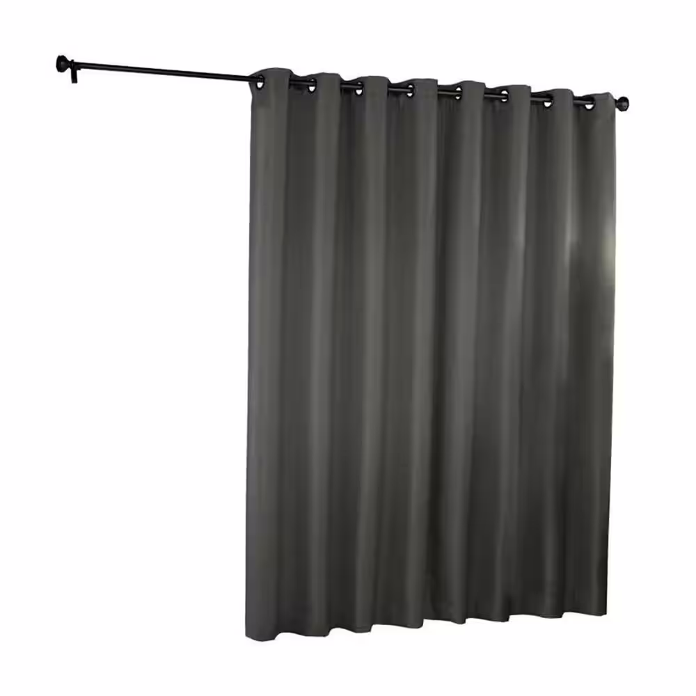 Eclipse Bryson Thermaweave  Grey Solid Polyester 100 in. W x 84 in. L Room Darkening Single Grommet Top Curtain Panel