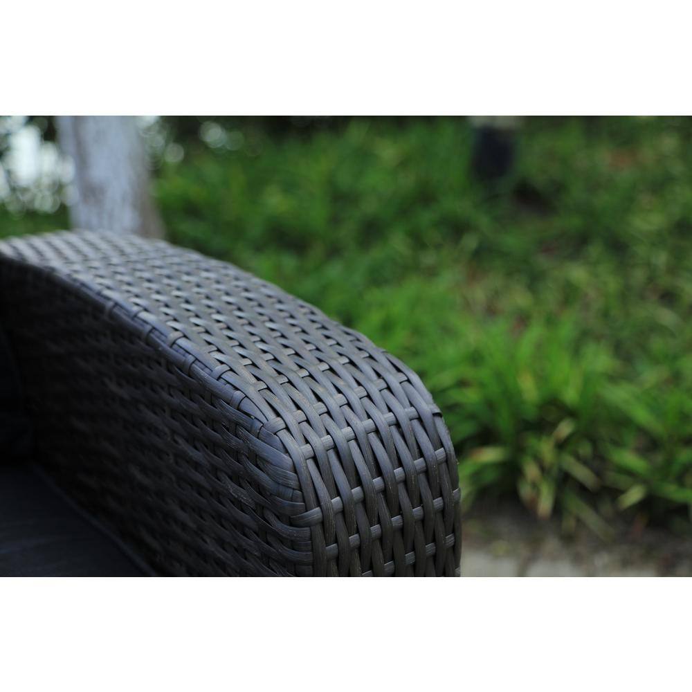 DIRECT WICKER Strathmere Black 5-Piece Wicker Patio Conversation Set with Black Cushions