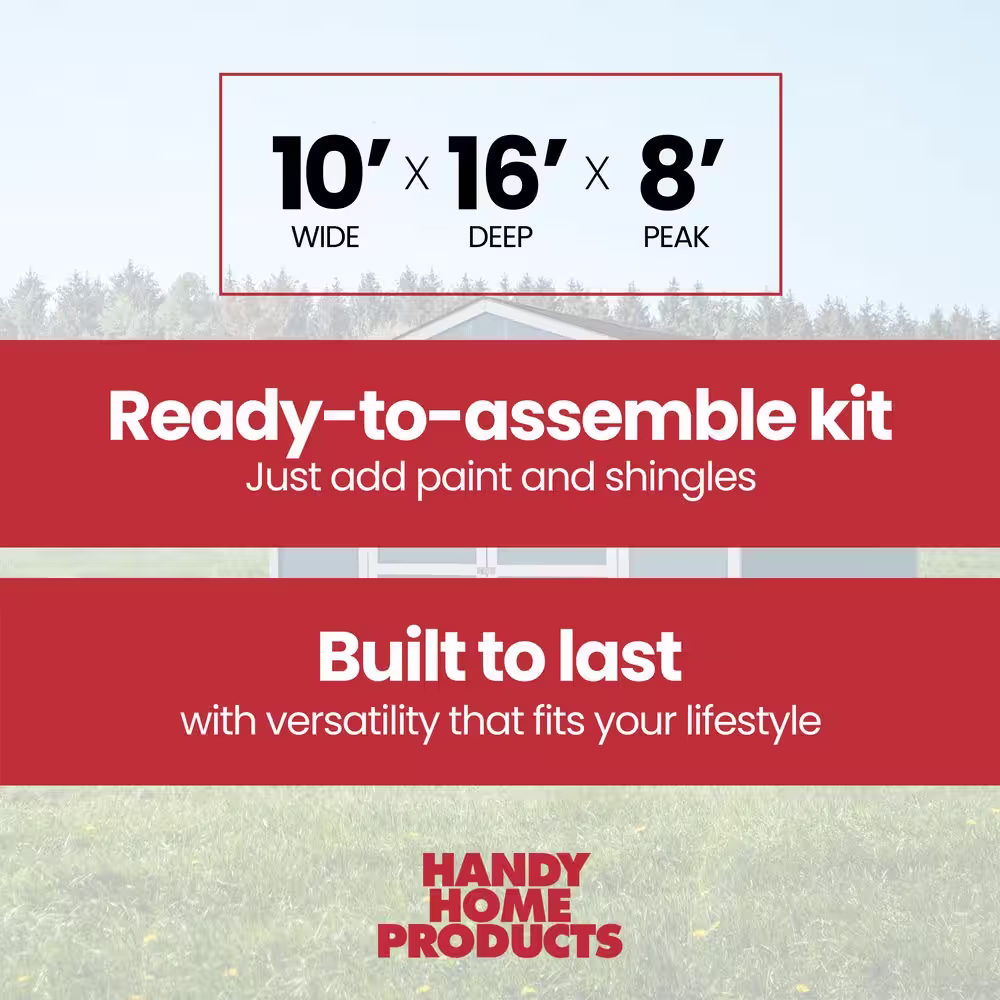 Handy Home Products Cumberland Do-It-Yourself 10 ft. x 16 ft. Outdoor Wood Shed Kit with Smartside and treated Floor Frame (160 sq. ft.)
