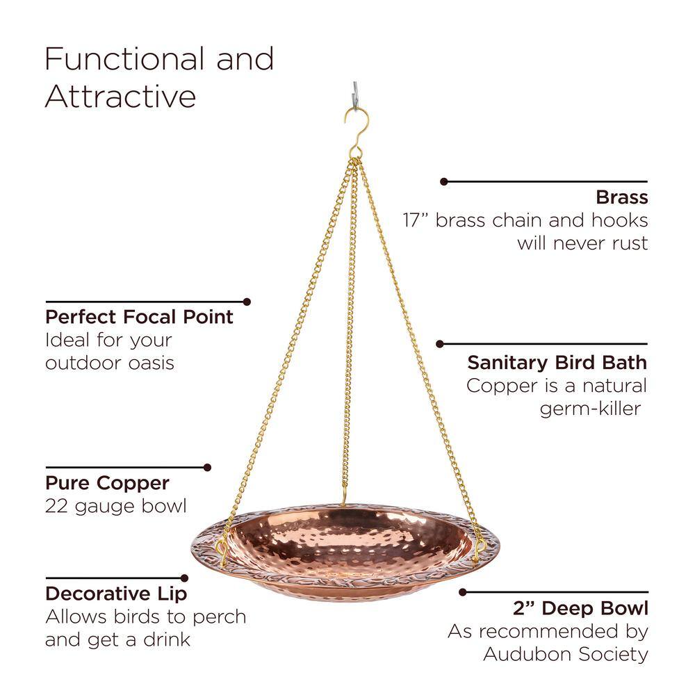 Good Directions Pure Copper 18 in. Hanging Bird Bath