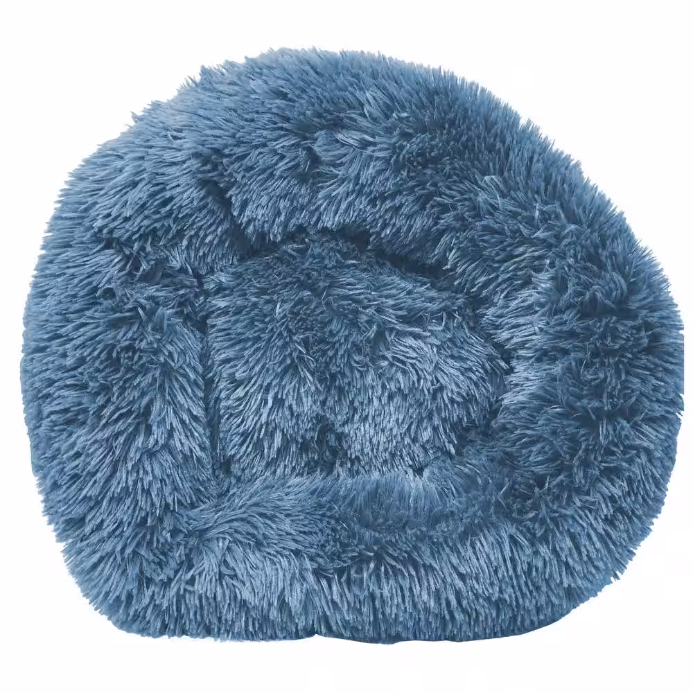 PET LIFE Large Blue Nestler High-Grade Plush and Soft Rounded Dog Bed