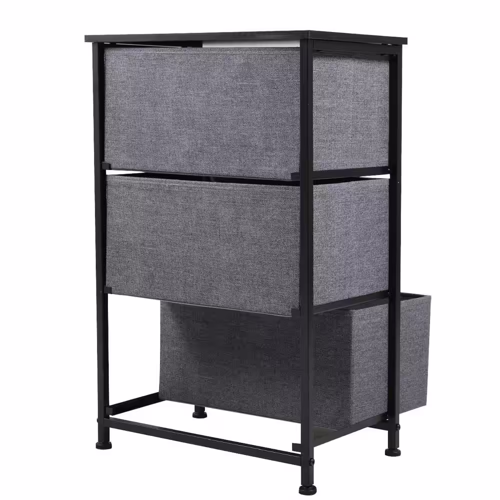 None 17.72 in. W x 27.95 in. H Black 3-Drawer Storage with Gray Drawers